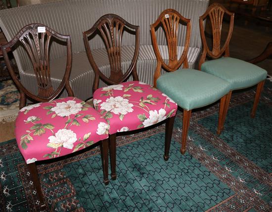 Two pairs of Hepplewhite style mahogany dining chairs